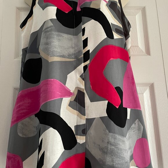 Abstract Tunic Black Pink Red White Tan Gray Sleeveless - Picture 4 of 16